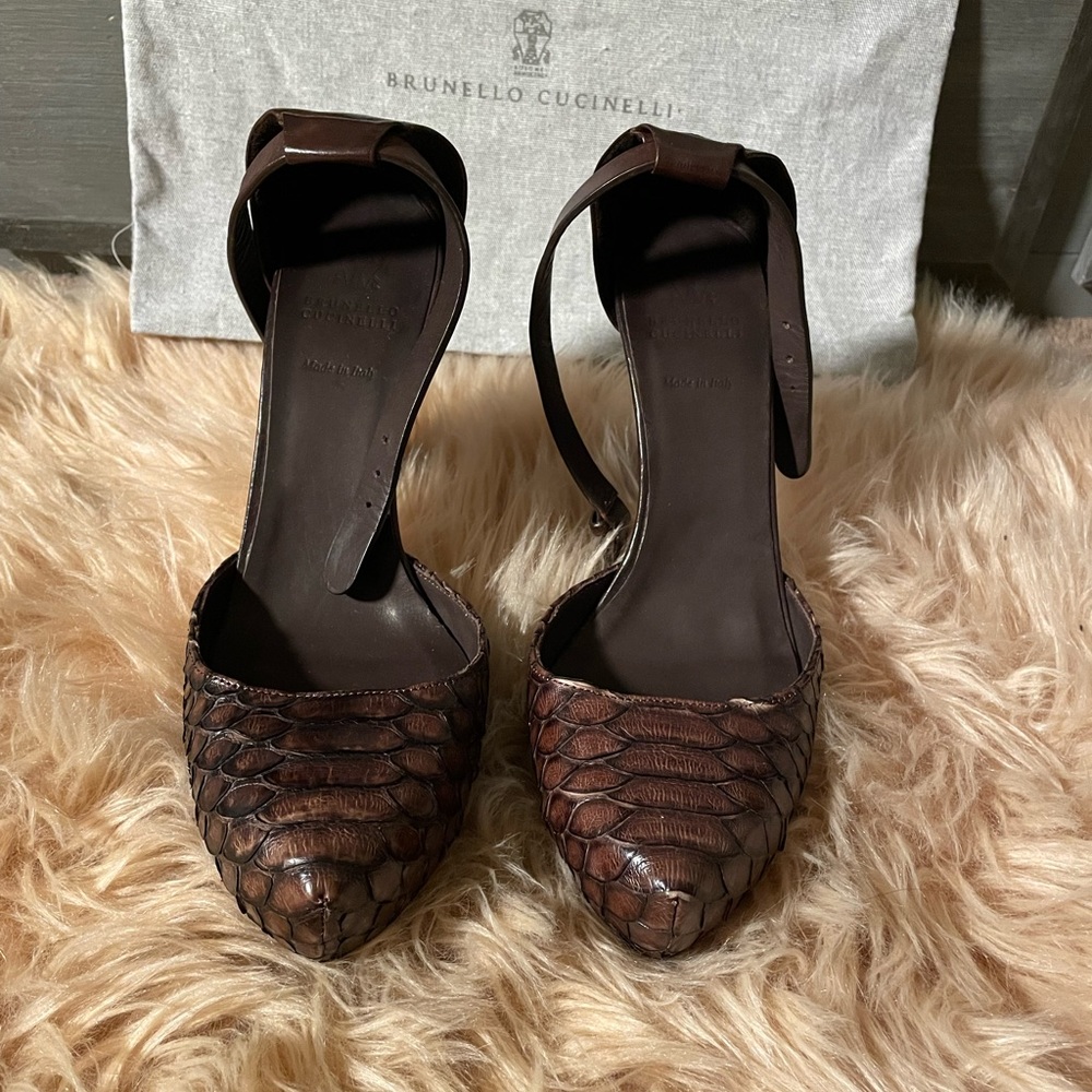 Brunello Cucinelli Python Chunky Heel Platform Pu… - image 2